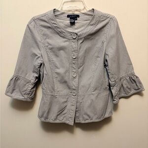 LIGHT Cotton Gray Cotton Button-Up Peplum Shirt